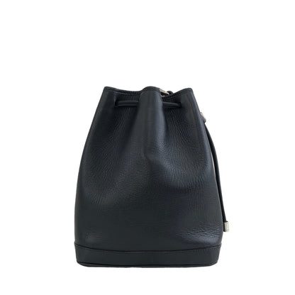 CELINE 標誌皮革抽繩肩背包黑色復古 ny8ngc 