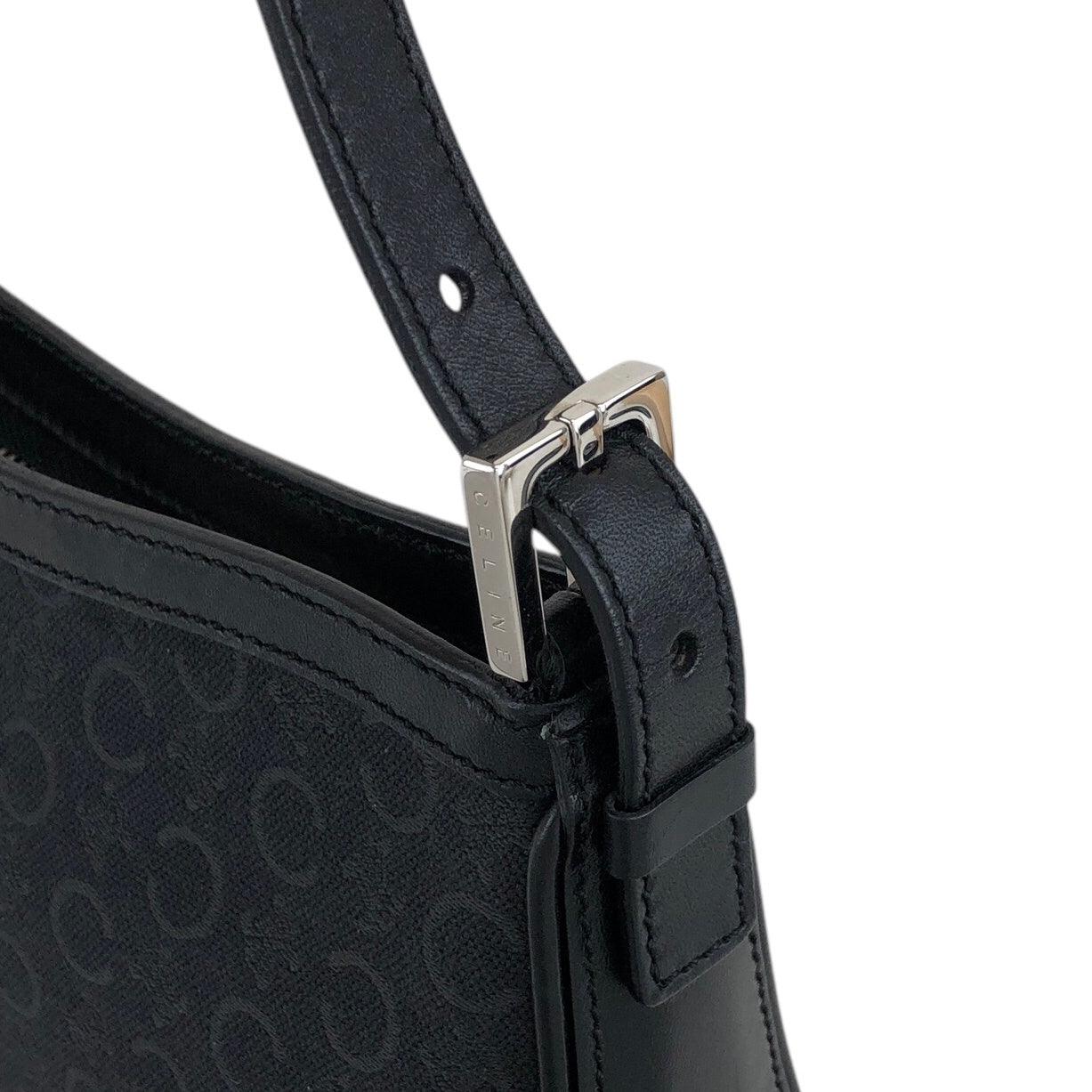 CELINE Macadam Shoulder bag Hobobag Black Vintage ddgif4