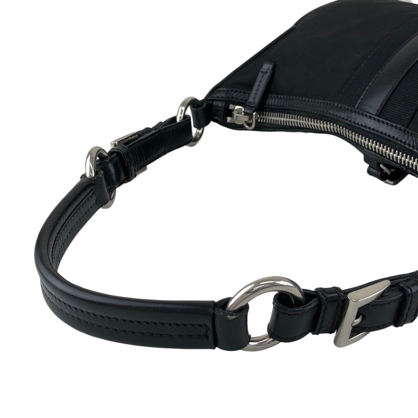 PRADA Tessuto Triangle Logo Shoulder bag Black Vintage prm6ap