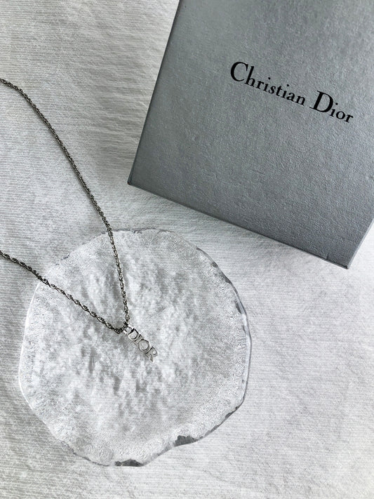Christian Dior Logo Motif Necklace Silver Vintage en6r4c