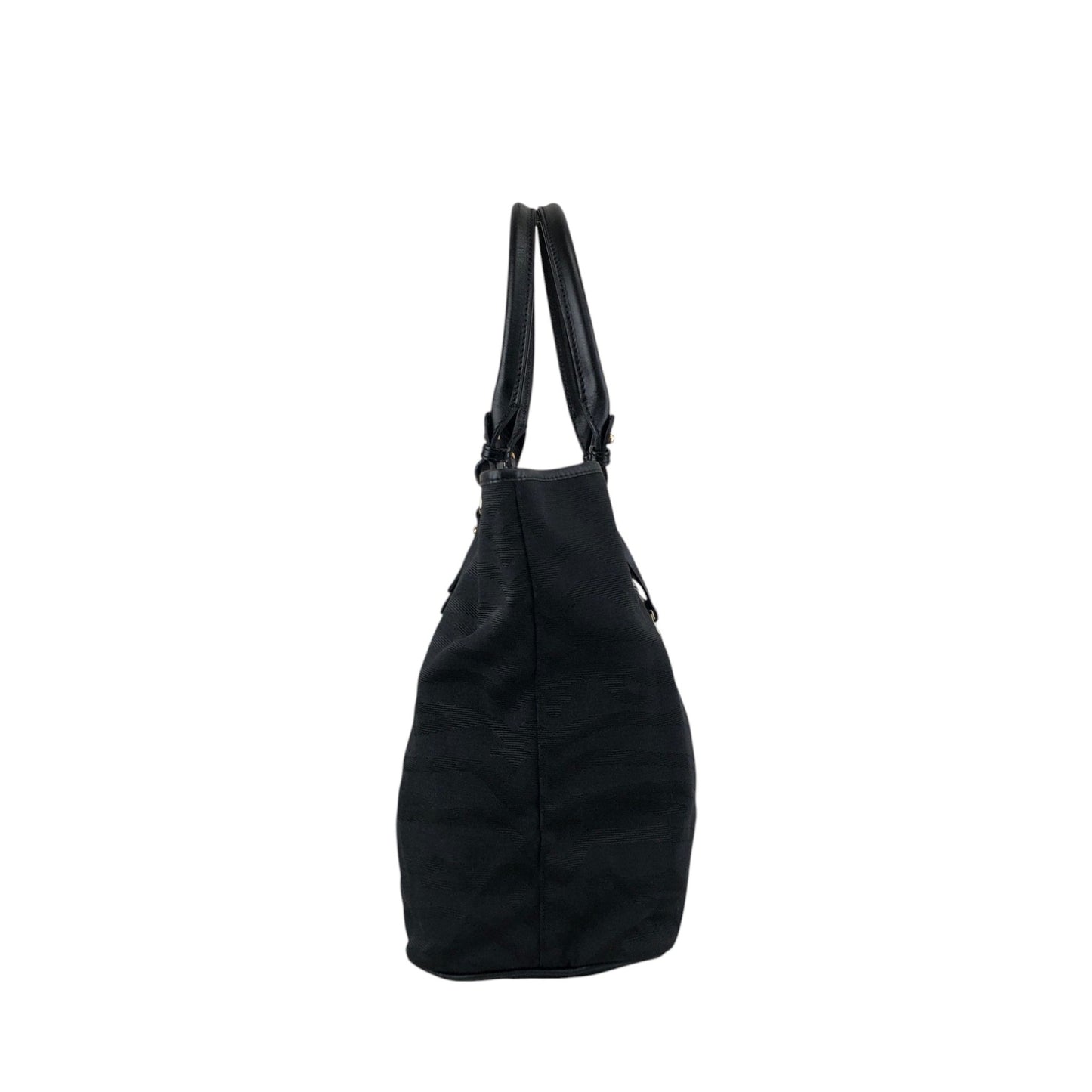 FENDI Logo Charm Handbag Totebag Black Vintage sgtpj5