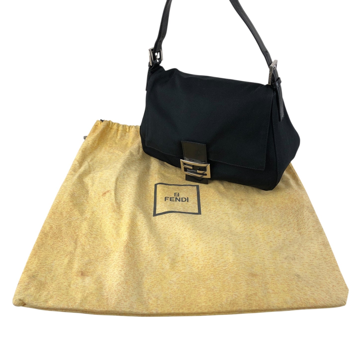 FENDI Logo Shoulder bag Black Vintage vvvemn