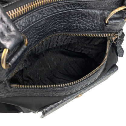 PRADA Triangle Logo Front Pocket Totebag Black Vintage 8vzd5r