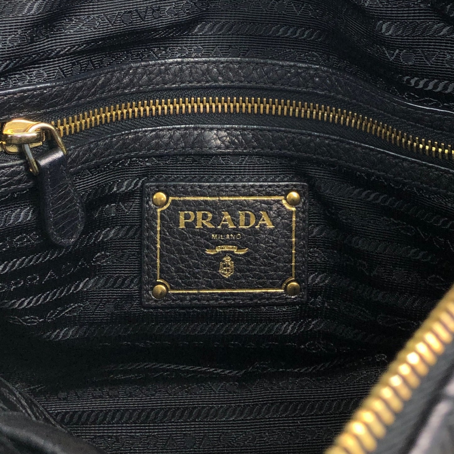 PRADA Logo Handbag Totebag Black Vintage 7zspmn