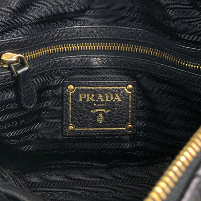 PRADA Logo Handbag Totebag Black Vintage 7zspmn