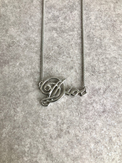 Christian Dior Logo Motif Necklace Silver Vintage kn74z5