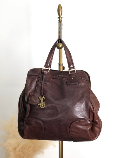 CELINE Horse Carriage Charm Handbag Brown Vintage tmv6c2