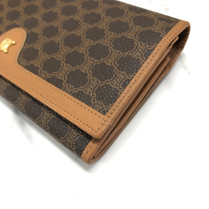 CELINE Macadam Triomphe PVC 皮革長皮夾 棕色 復古 7ej5dz