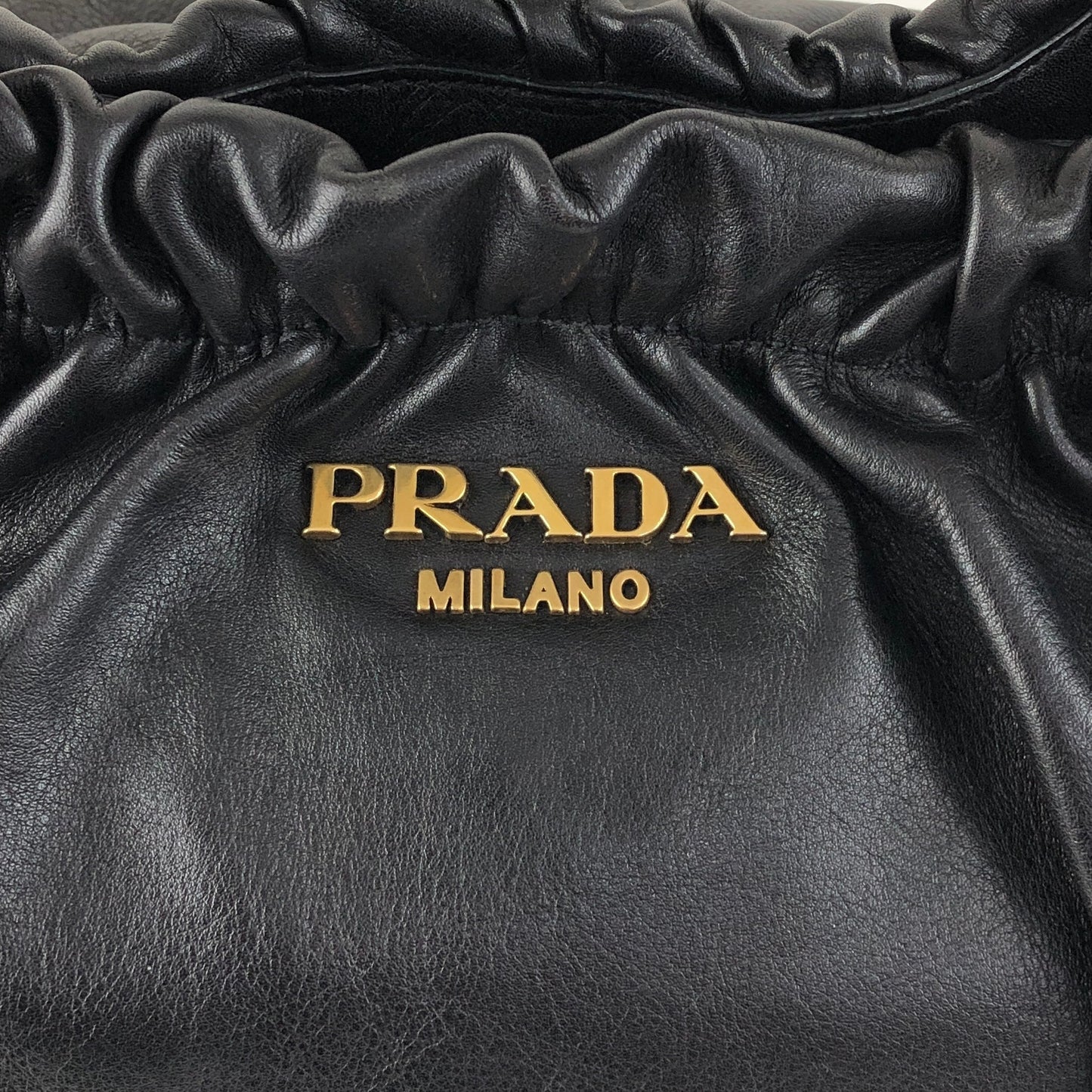 PRADA Logo Shoulder bag Black Vintage guki3f