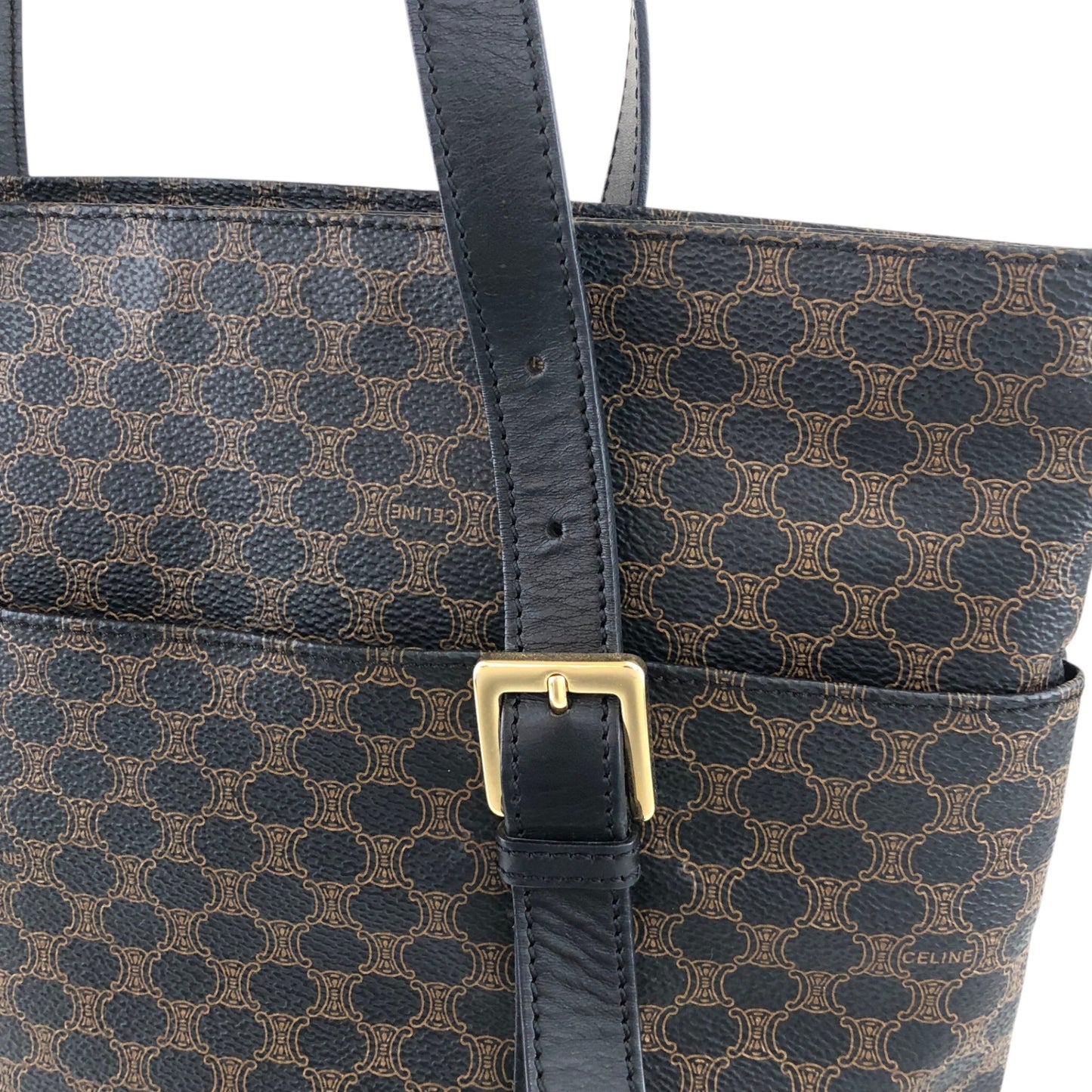 CELINE Macadam Shoulder bag Black Vintage xhkb75