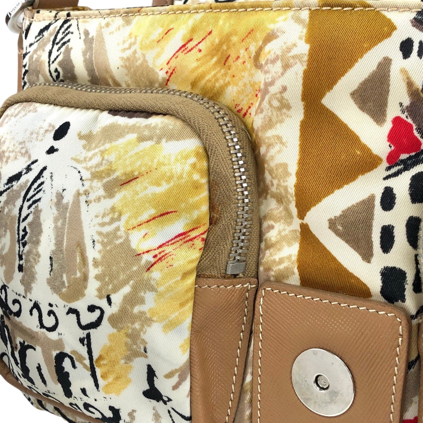 PRADA Front Buckle Shoulder bag White×Brown Vintage z5zzj2