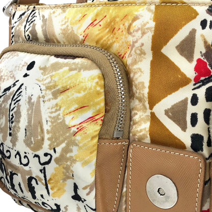 PRADA Front Buckle Shoulder bag White×Brown Vintage z5zzj2
