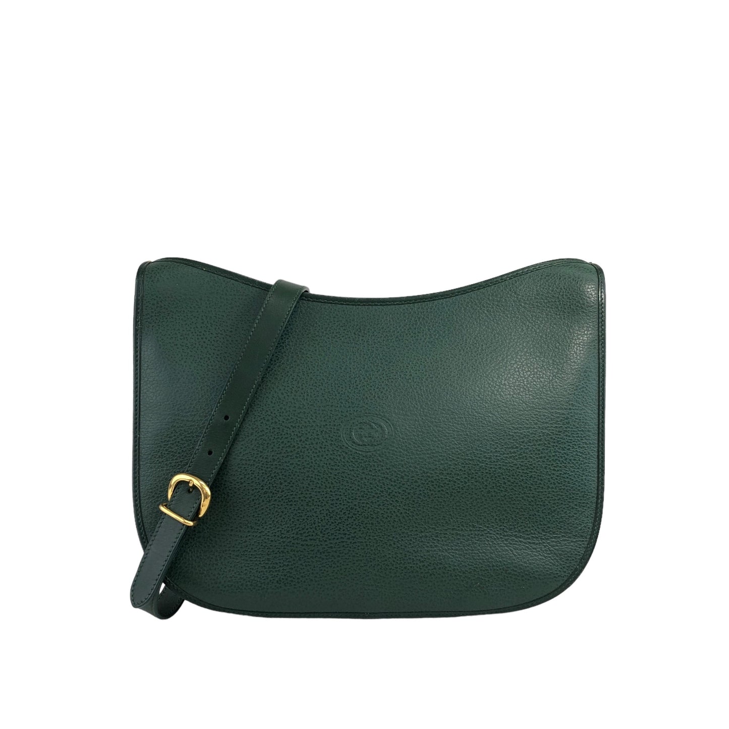 GUCCI Logo Embossed Shoulder bag Green Vintage 2i4yzf