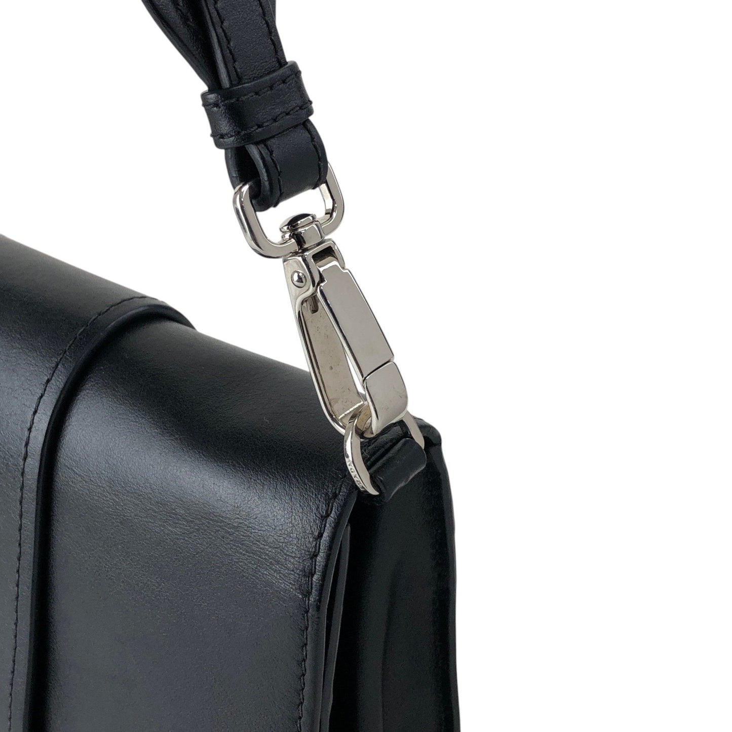 PRADA Logo Ribbon Motif Shoulder bag Black Vintage e3gymr