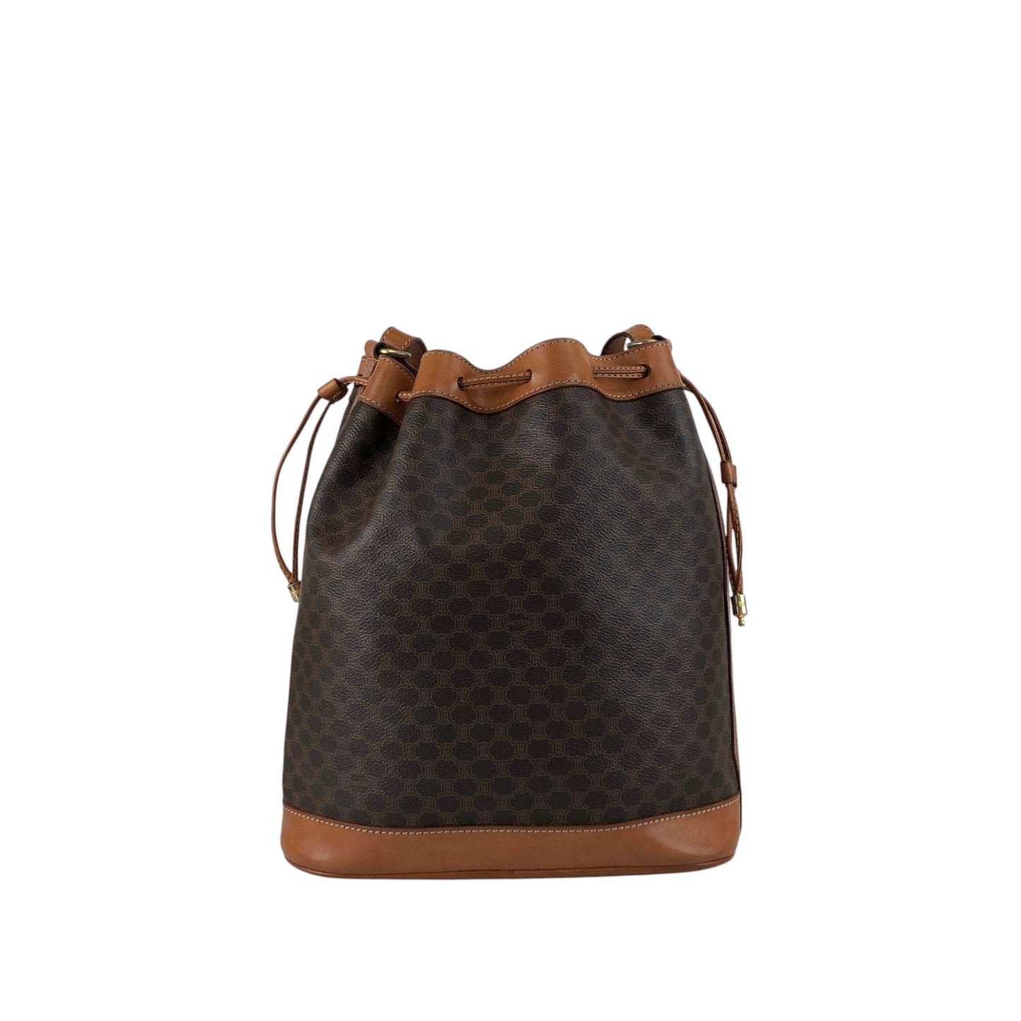 CELINE Macadam Blason Drawstring Shoulder bag Brown Vintage 8s5hbf