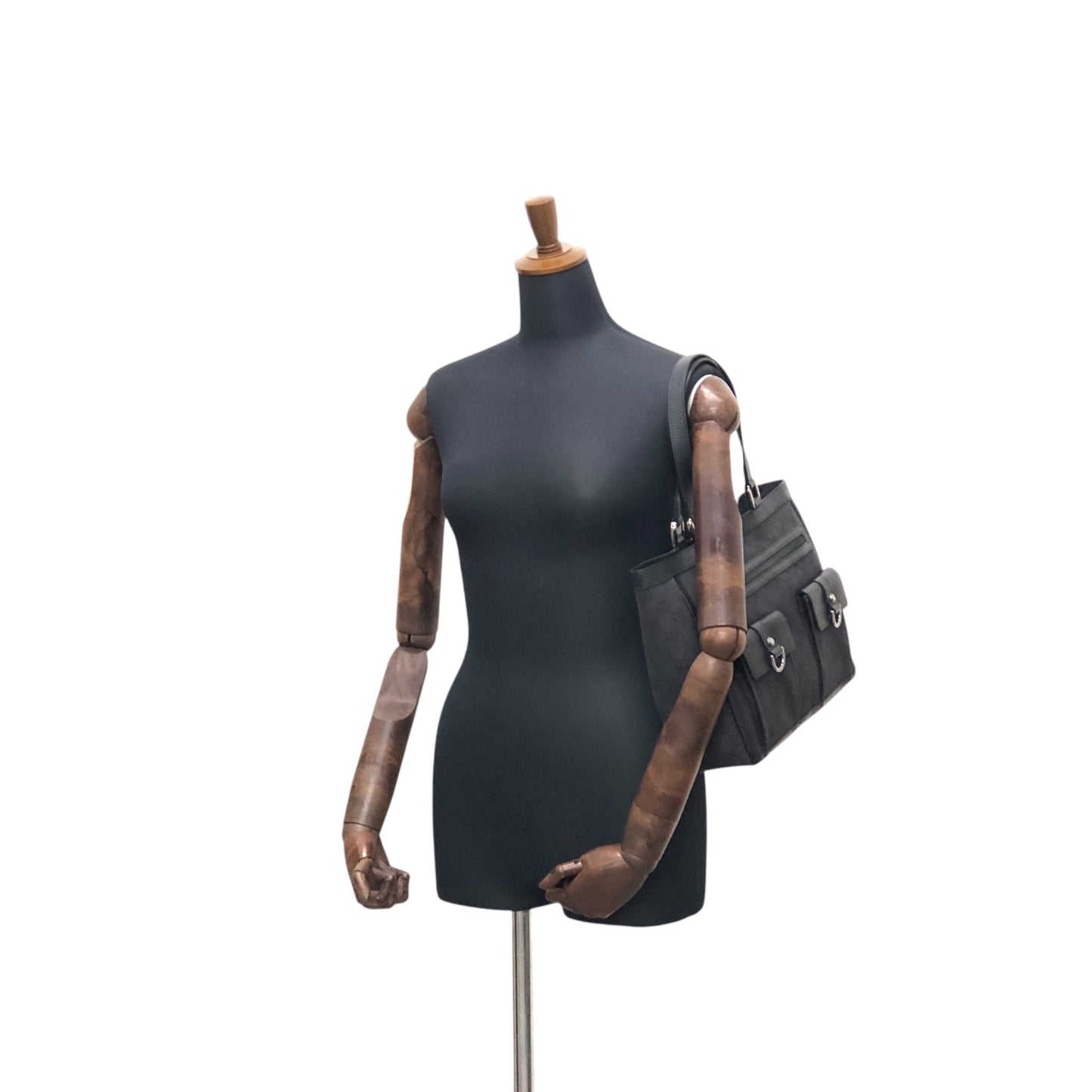 GUCCI GG Canvas Handbag Totebag Black 268639 Vintage jjx8f3