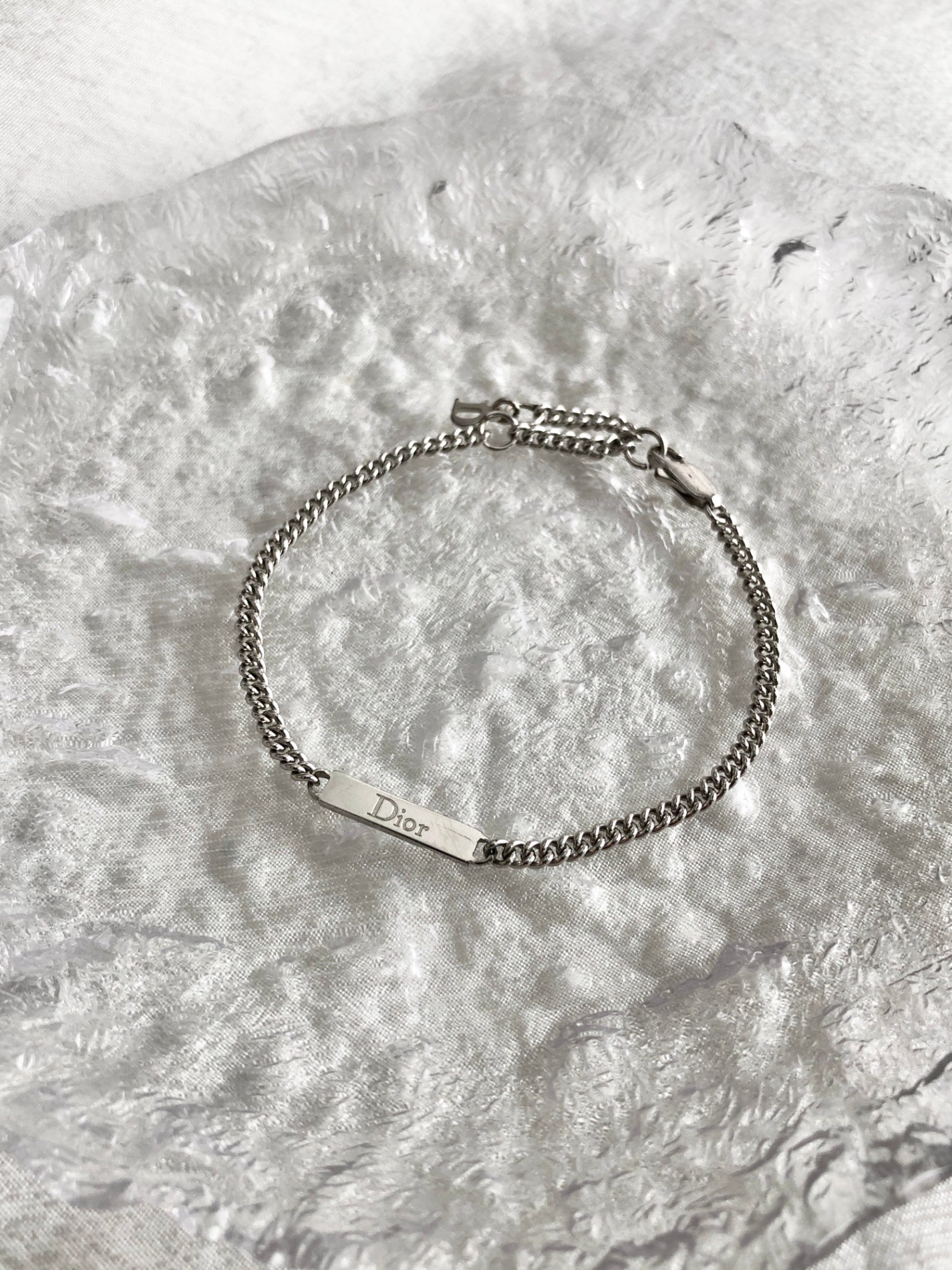Christian Dior Logo Motif Bracelet Silver Vintage v8dhp8