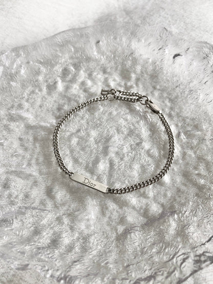 Christian Dior Logo Motif Bracelet Silver Vintage v8dhp8