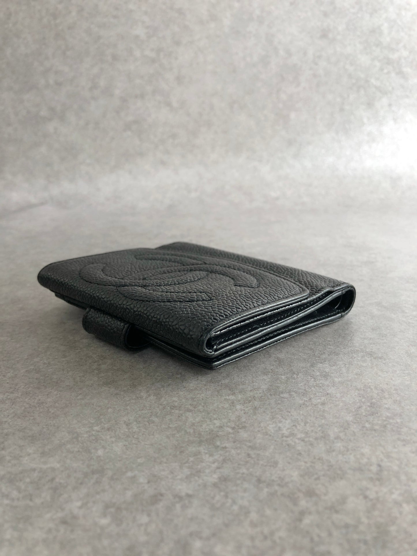 CHANEL Coco Mark Folded Wallet Black Vintage srpd6j