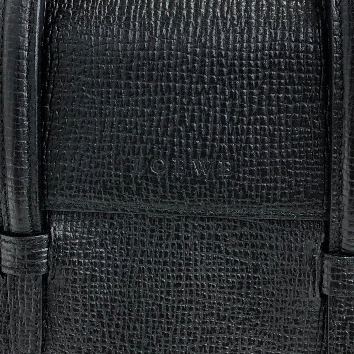 LOEWE Logo Embossed Handbag Black Vintage ycdaui