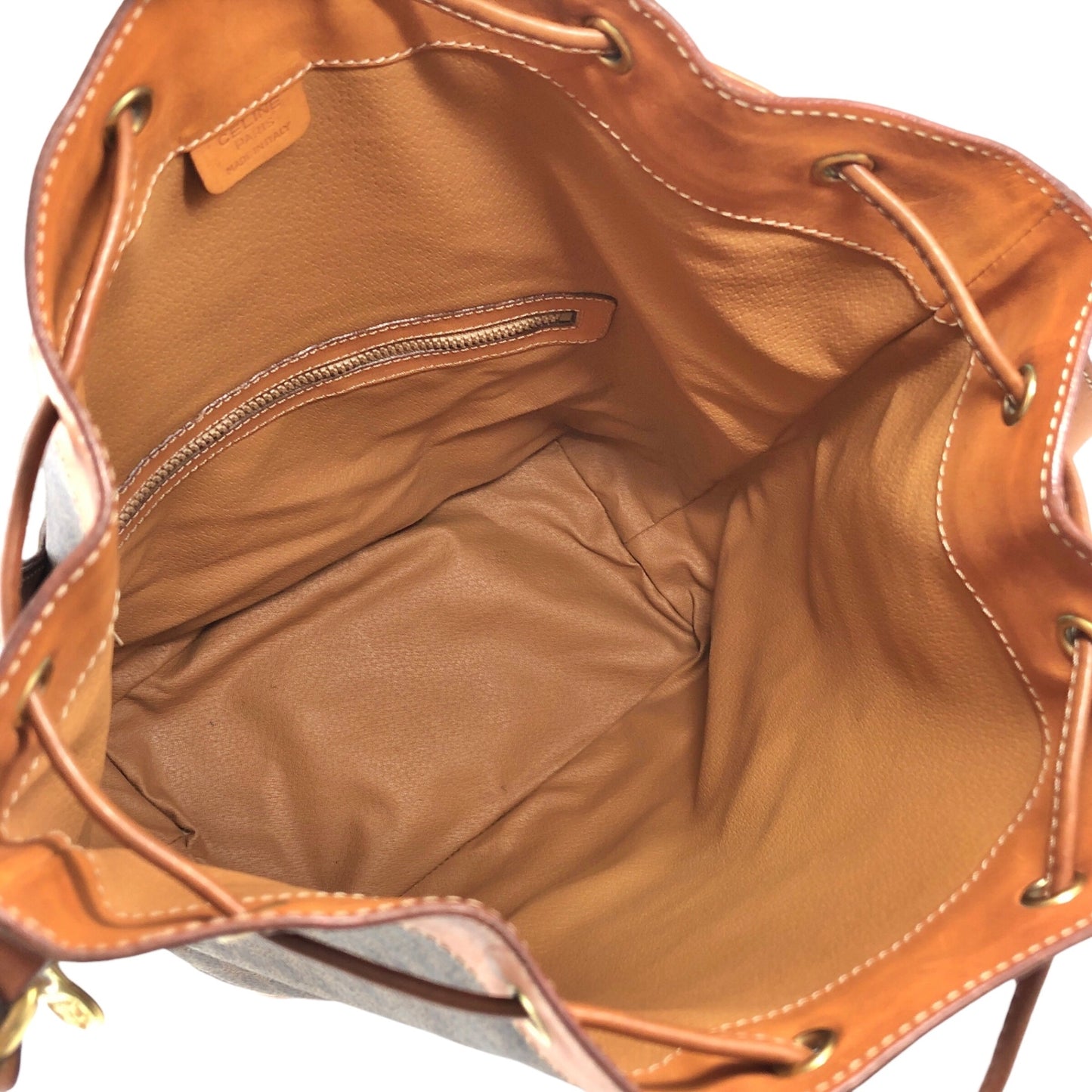 CELINE Macadam Blason Drawstring Shoulder bag Brown Vintage epwjhg