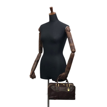 LOEWE Amazona28 Anagram Small Boston bag Handbag Brown Vintage vf56va