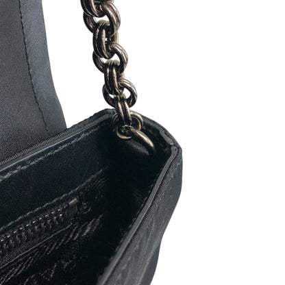 PRADA Logo Rhinestone Chain Handbags Black Vintage y8bzmh