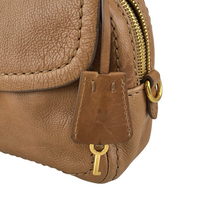 PRADA Logo Front Buckle Chain Shoulder bag Brown Vintage gkm4zp