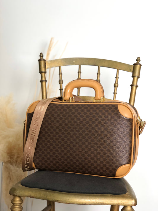 CELINE Macadam Blason Two-way Handbag Shoulder bag Brown Vintage kawj4u