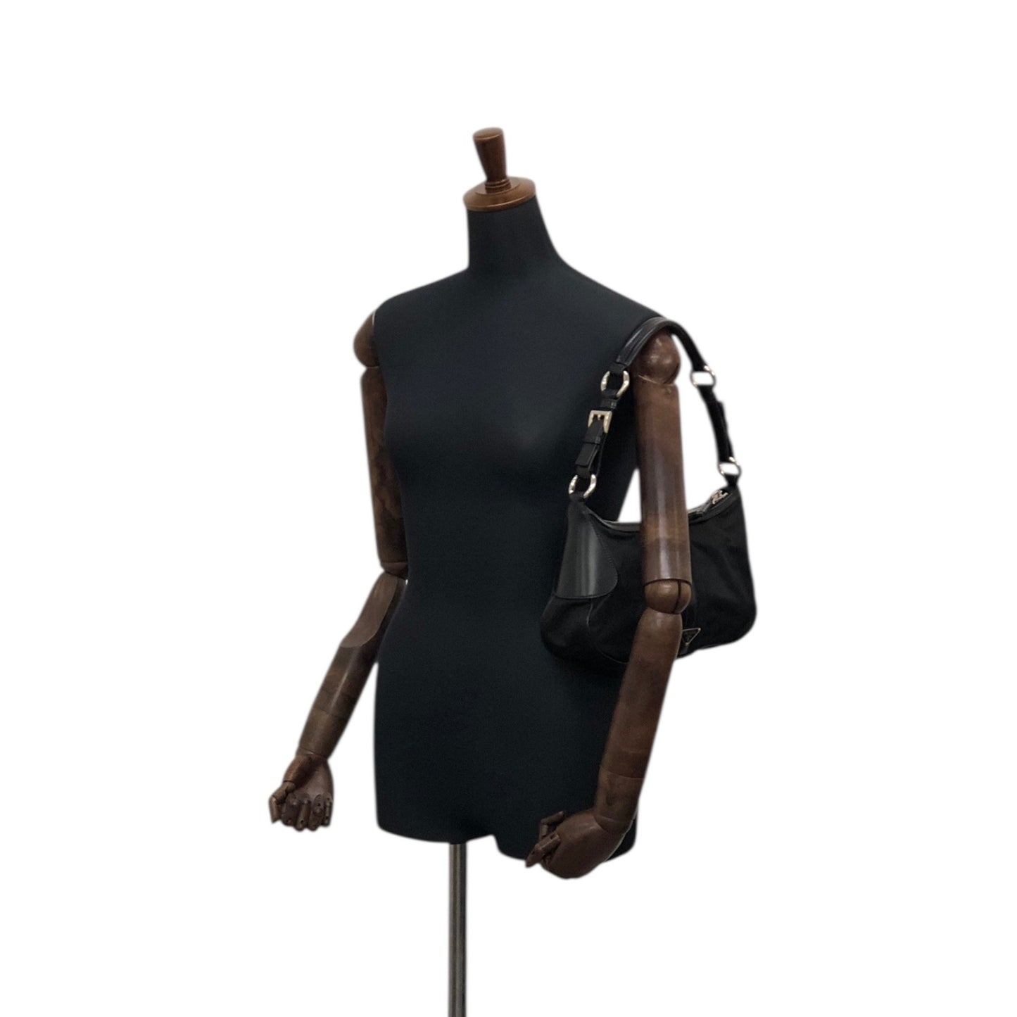 PRADA Triangle Logo   Shoulder bag Hobobag Black Vintage 4nfw5t