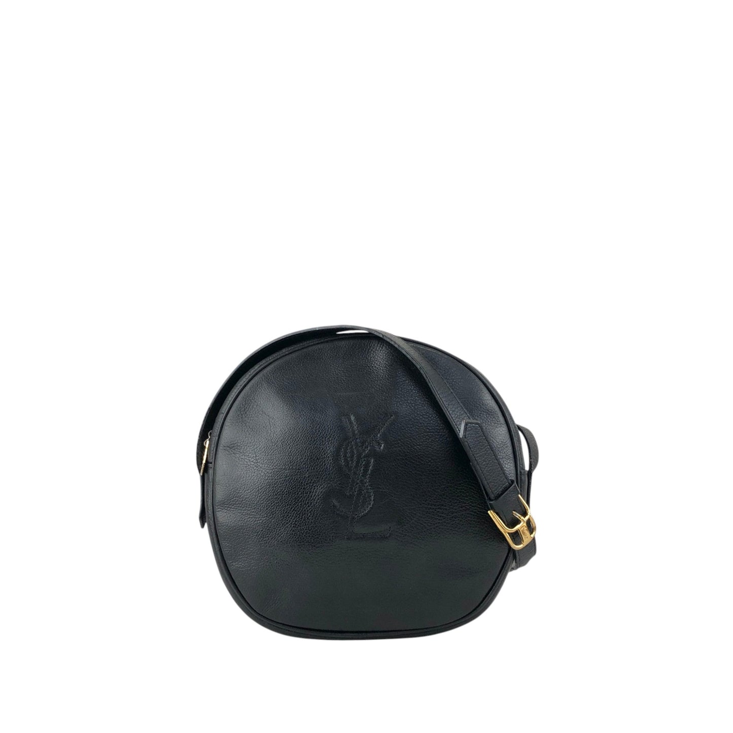 Yves Saint Laurent YSL Logo Stitch Shoulder bag Black Vintage n8ts56