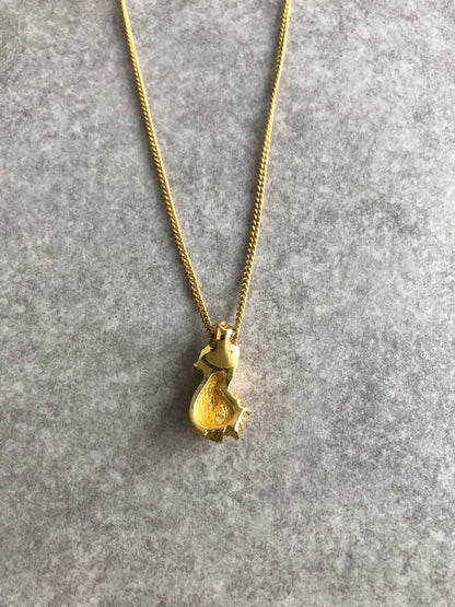 Christian Dior Rhinestone Necklace Gold Vintage dbjtpu