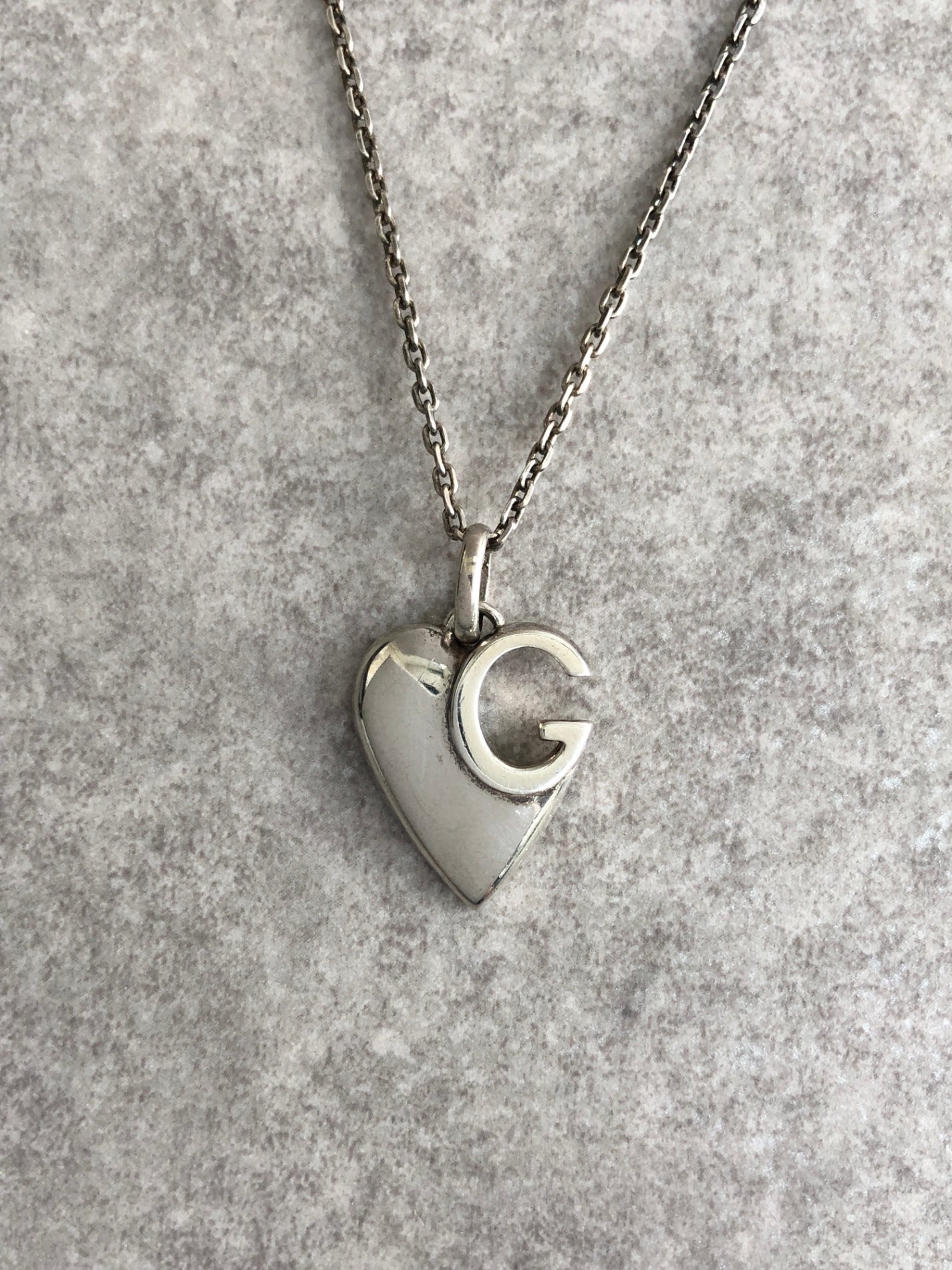 GUCCI Heart Motif SILVER925 Necklace Silver Vintage ehj8bu