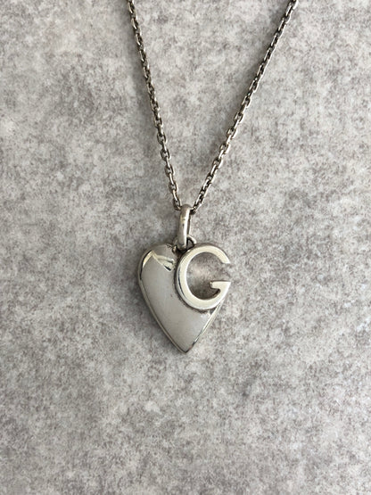 GUCCI Heart Motif SILVER925 Necklace Silver Vintage ehj8bu
