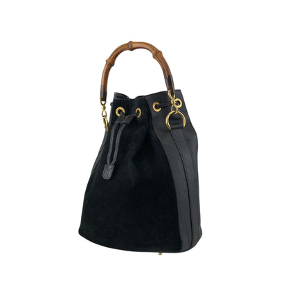 GUCCI Bamboo Two-way Handbag Shoulder bag Black Vintage egseba