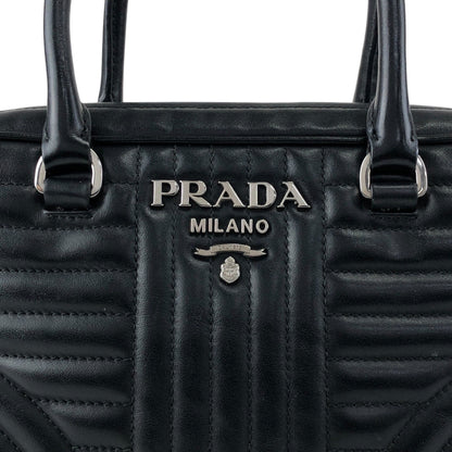 PRADA Logo Small Boston bag Handbag Black Vintage v7w6vi