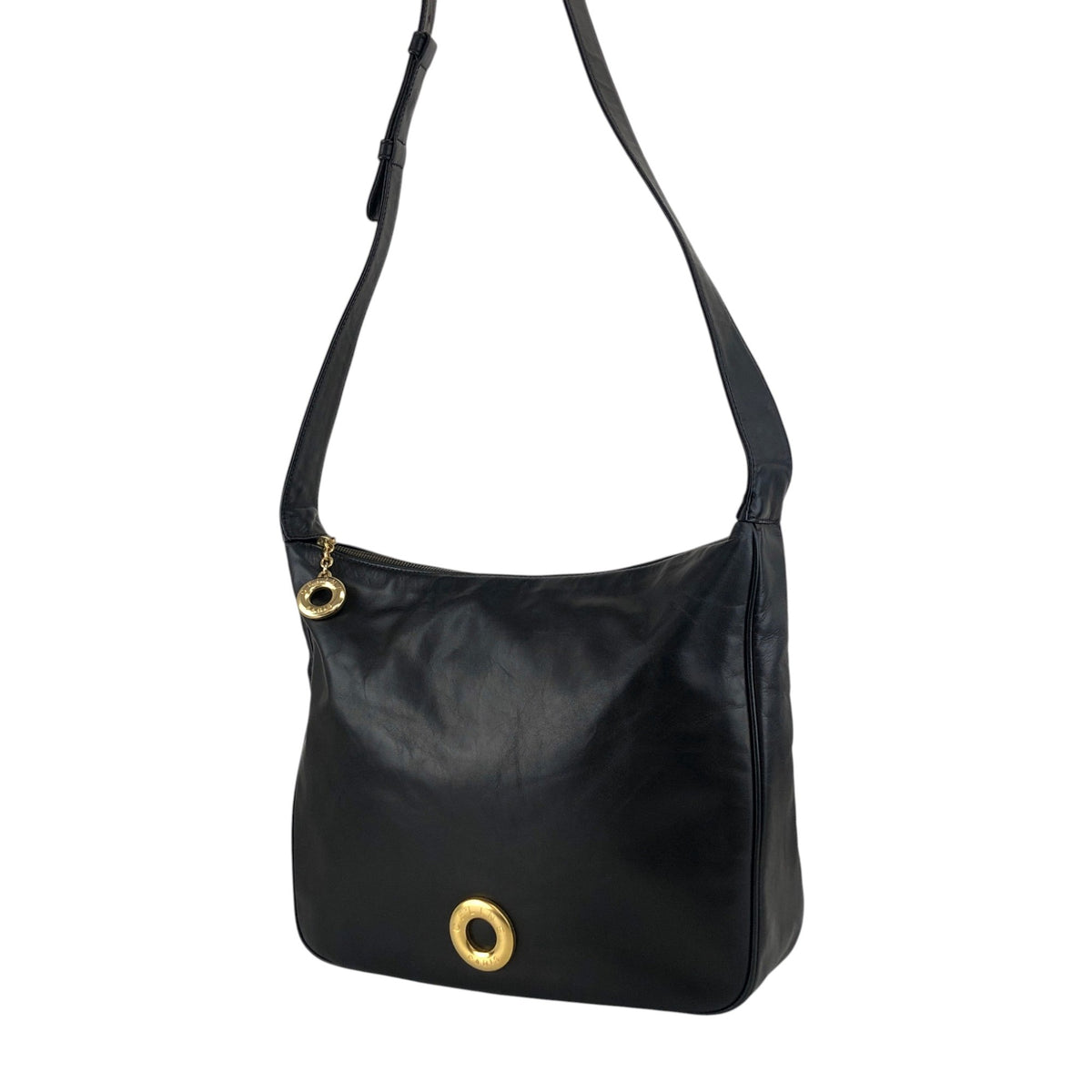 CELINE Circle Logo Shoulder bag Black Vintage mkxe53