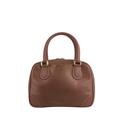 GUCCI Logo Embossed Handbag Boston bag Brown Vintage 7vibey