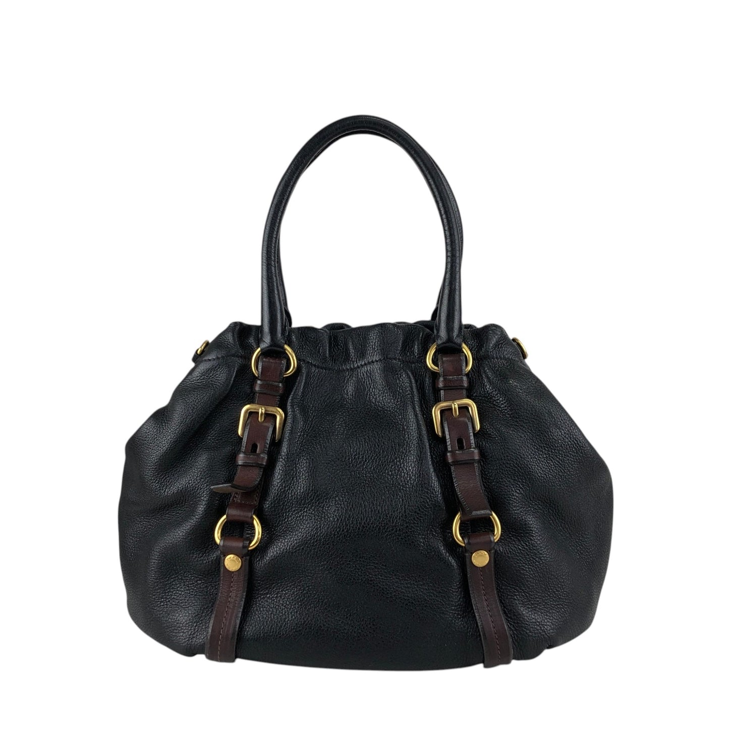 PRADA Logo Handbag Totebag Black Vintage dcjbha