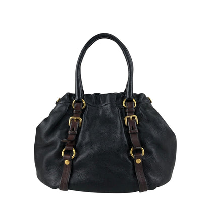 PRADA Logo Handbag Totebag Black Vintage dcjbha