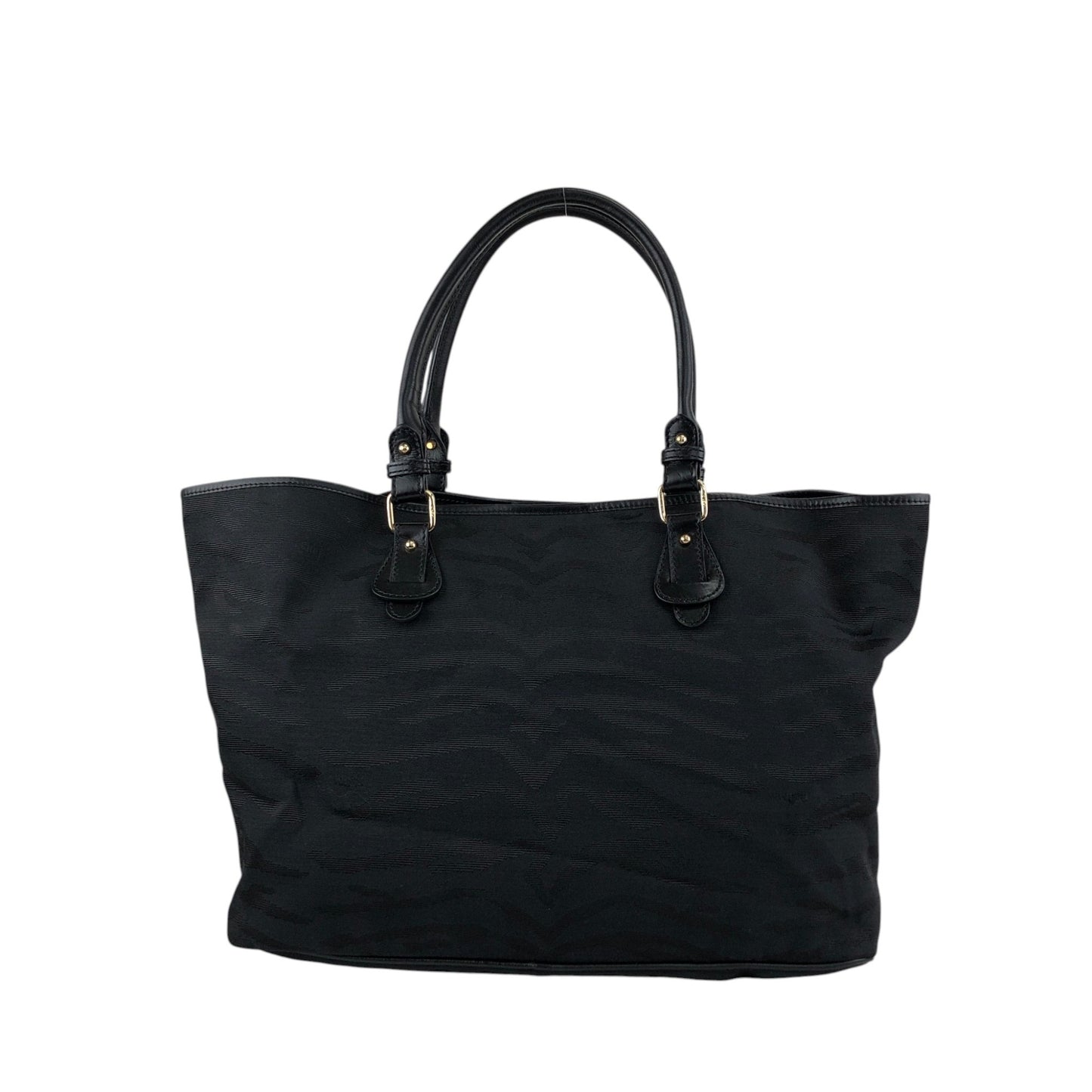 FENDI Logo Charm Handbag Totebag Black Vintage sgtpj5