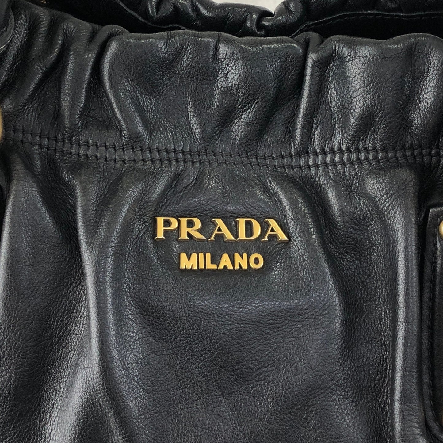 PRADA Logo Two-way Handbag Shoulder bag Black Vintage t5sy7s