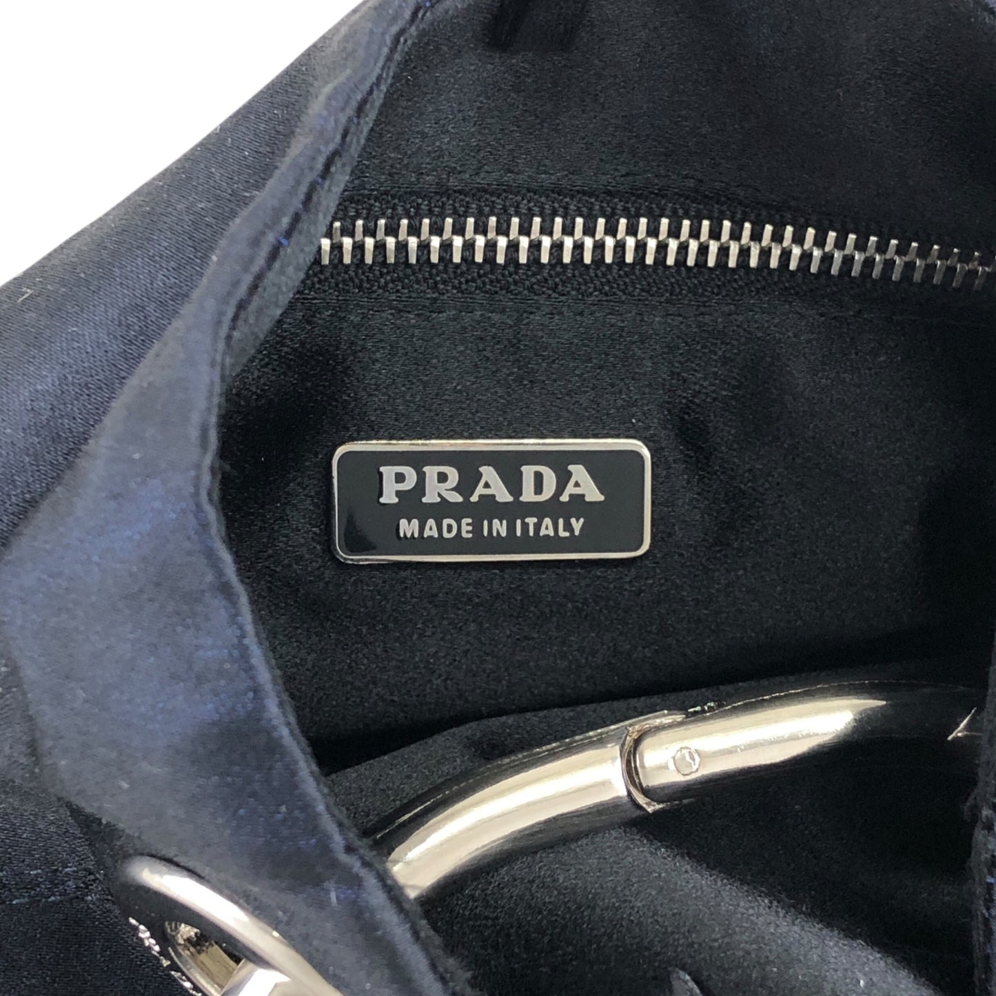 PRADA Triangle Logo Metal Handle Small Handbag Black Vintage dgw5pt