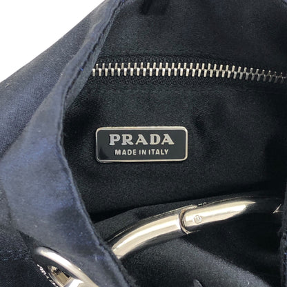 PRADA Triangle Logo Metal Handle Small Handbag Black Vintage dgw5pt