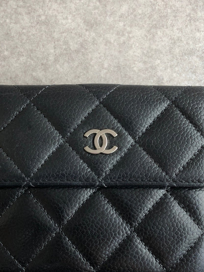CHANEL Coco Mark Folded Wallet Black Vintage f4xrcc