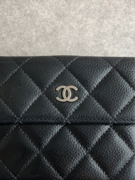 CHANEL Coco Mark Folded Wallet Black Vintage f4xrcc