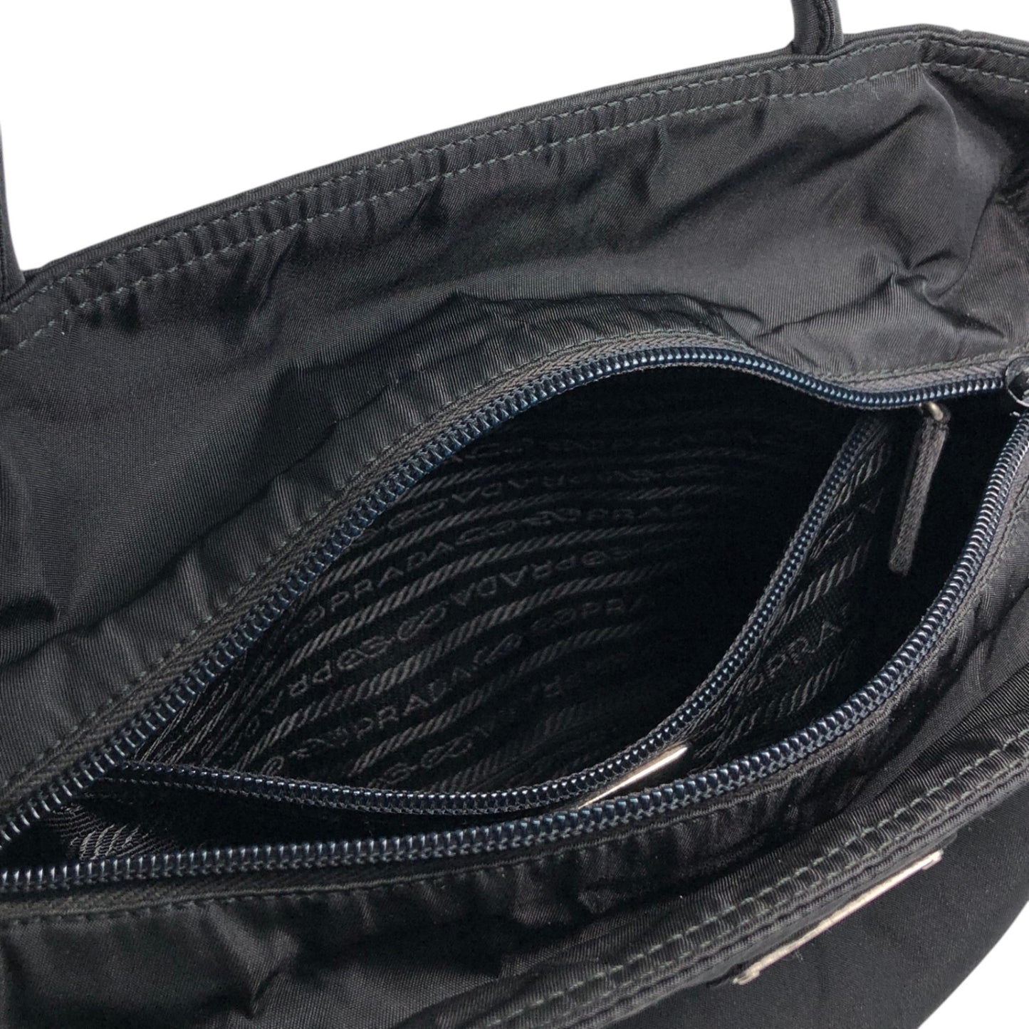 PRADA Tessuto Triangle Logo Totebag Black Vintage xn2y5c