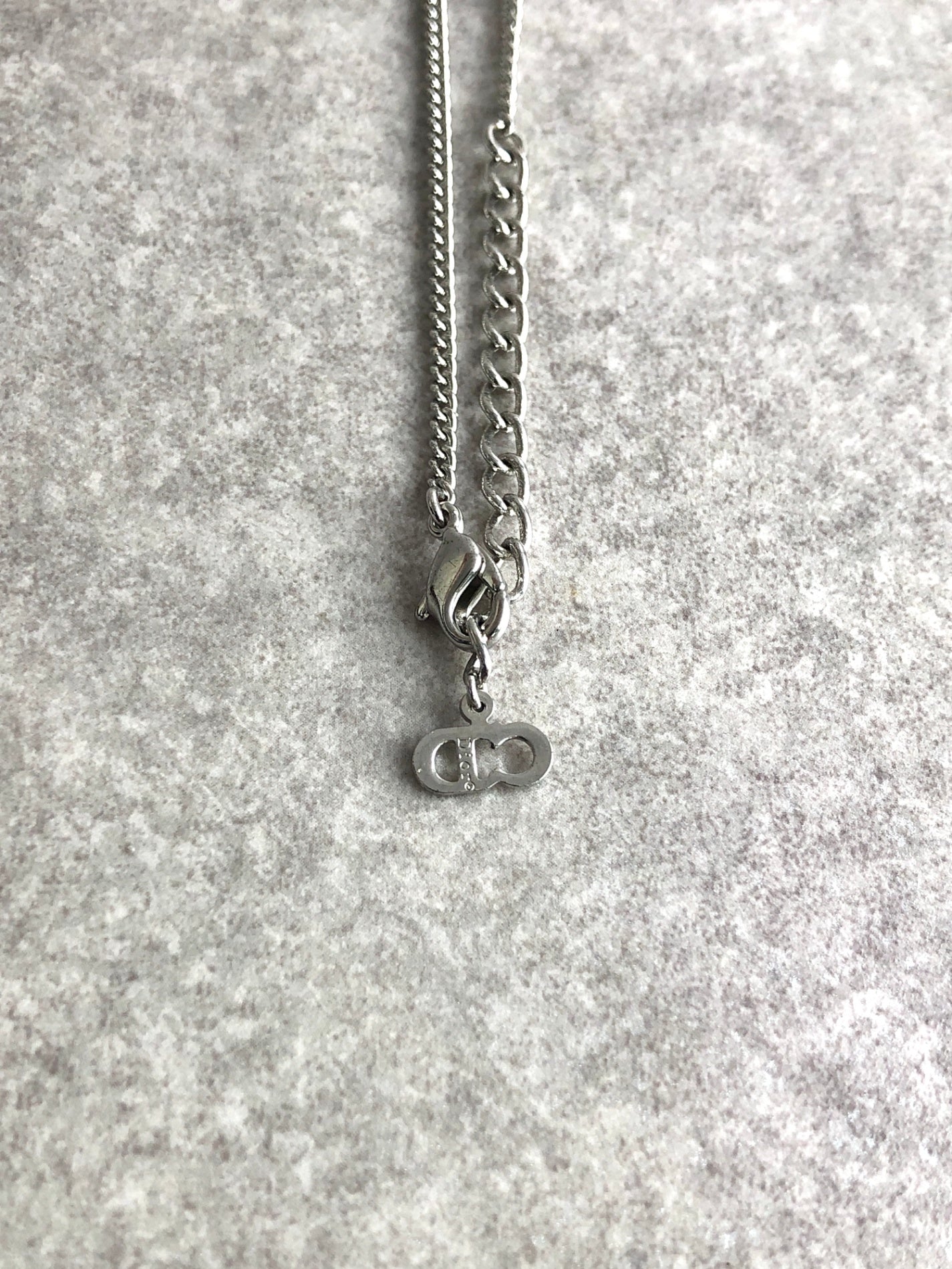 Christian Dior Dior Logo Charm Necklace Silver Vintage vrmrth