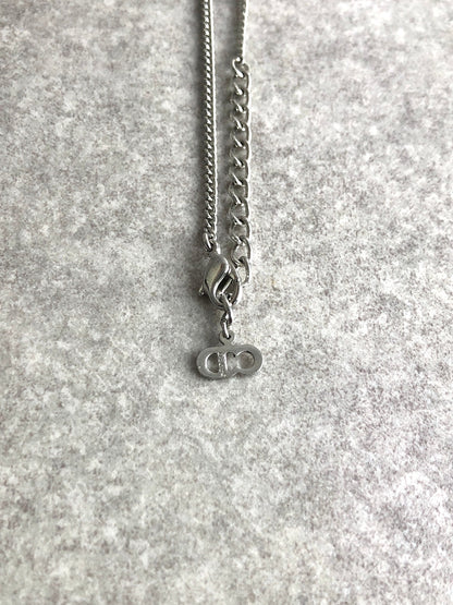 Christian Dior Dior Logo Charm Necklace Silver Vintage vrmrth