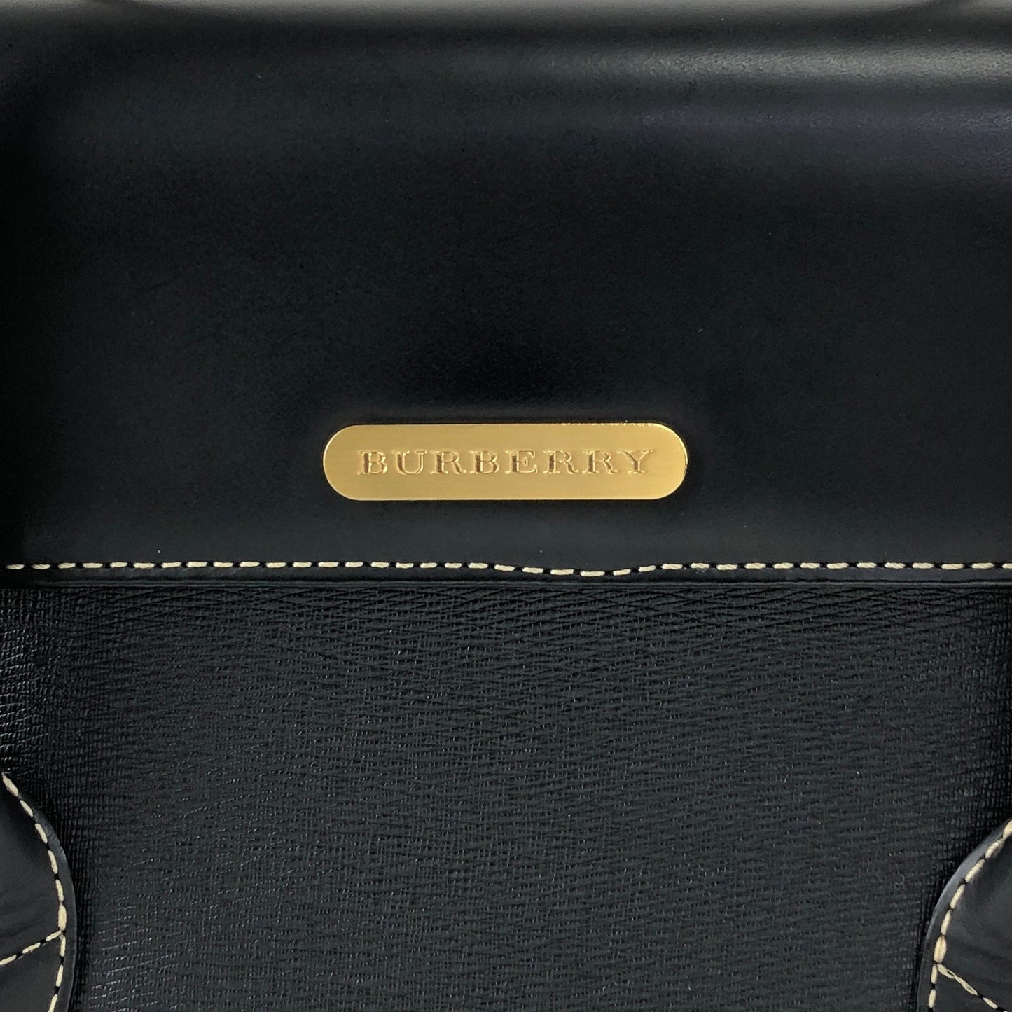 BURBERRY Logo Handbag Black Vintage 3ziibs